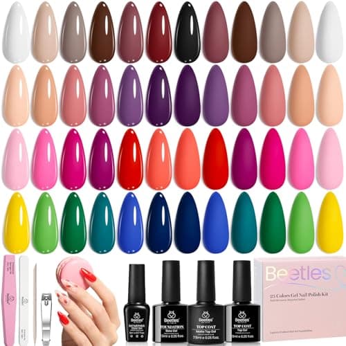 Beetles Fall Gel Polish Kit - Chic Outfits Collection 25 Colors Polish Set, Brown Purple Nude Red Black Color Gel Nails with 3Pcs Base Top Coat Manicure Kit Salon DIY Home Gift for Women - Image 1
