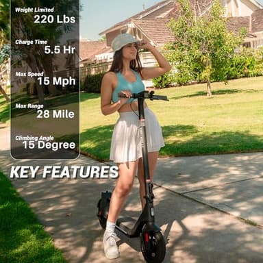 Phantomgogo Foldable Electric Scooter - Powerful Motor, 28 Miles Range, 15.5 Mph, Intelligent Light, Eco-Friendly, Perfect for Adult Commuters (10 Inch Wheels (Upgraded)) - Image 7