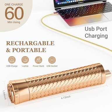 Facial Hair Removal for Women, Rechargeable Hair Removal Device, Painless Face Electric Razor/Shaver for Lip, Arms, Face, Peach Fuzz (Gold - Image 6