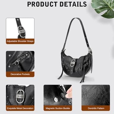 YDSIII Shoulder Bag for Women Tassels Shoulder Purse Purses for Women, 4-1-crushed Black - Image 4