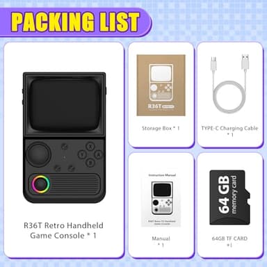 R36T Retro Gaming Console, 3.5'' IPS Screen CRT-Inspired, Handheld Game Console with 18000+ Classic Games Supports WiFi Networked Fighting and OTG, 3500mAh Battery, with Portable Case(Black 64GB) - Image 8