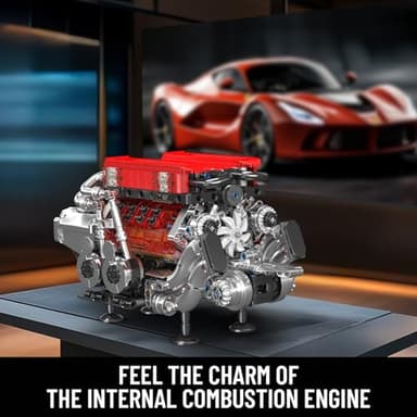 Mould King W16 Engine Building Blocks Set, 10163 Combustion Engine Model That Runs, Mini Engine Build Kit for Adults with Battery and Motor, Engineering Construction STEM Toy (952 Pcs) - Image 3