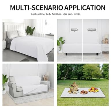 Easy-Going 100% Waterproof Dog Bed Cover Reversible Leak Proof Couch Cover Washable Sofa Cover Furniture Protector Blanket for Pets Kids Children Dog Cat (30x70 Inch, White/White) - Image 4