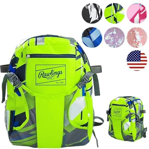 Rawlings | REMIX Backpack Equipment Bag | T-Ball & Youth Baseball / Softball | Green - Image 1