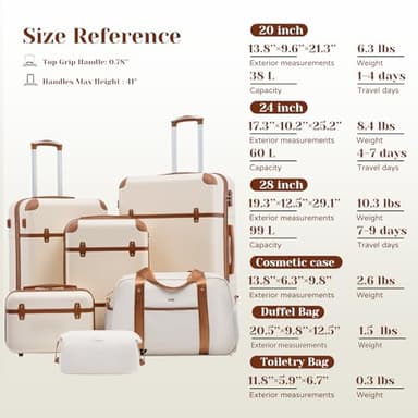 Coolife Luggage Set 3 Piece Suitcase Set Carry On Luggage PC Hardside Luggage TSA Lock Spinner Wheels Telescopic Handle - Image 8