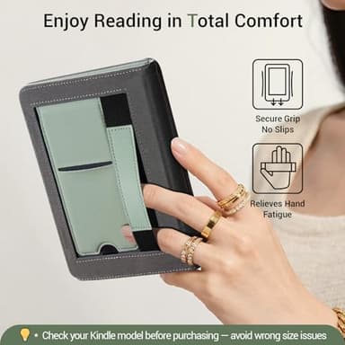 CoBak Stand Case for Kindle Paperwhite 12th Gen (7", 2024, SA568B SA569P) and Kindle Colorsoft Signature Edition – Not for 6.8" and 6" Models, Hand Strap, Auto Sleep Wake, Hard Shell, Snut Fit, Sage - Image 4