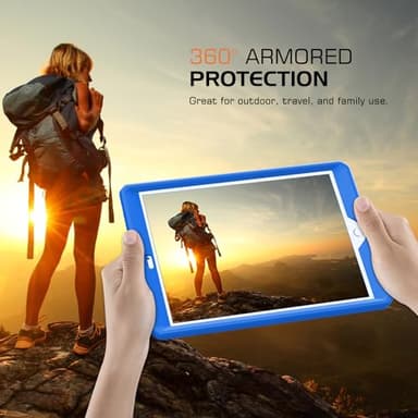 MoKo Case Fit 2018/2017 iPad 9.7 6th/5th Generation - [Heavy Duty] Shockproof Full Body Rugged Hybrid Cover with Built-in Screen Protector Compatible with Apple iPad 9.7 Inch 2018/2017, Blue Wave - Image 7