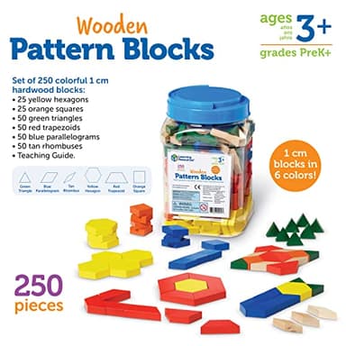 Learning Resources Wooden Pattern Blocks, Early Math Concepts, Pattern Blocks for Classroom, Set of 250, Ages 3+ - Image 5