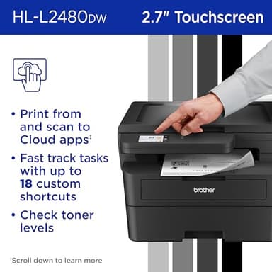 Brother HL-L2480DW Wireless Compact Mobile Monochrome Multi-Function Laser Printer with Copy, Scan, Duplex, Black & White Output | Includes Refresh Subscription Trial(1), (Renewed Premium) - Image 6