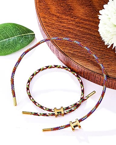 AIMADE Bracelets for Women Girls Adjustable Charm Bracelet, 18k Gold-plated Buckle Design Titanium Steel Wire Rope Women's Gift Jewelry (Black) - Image 6