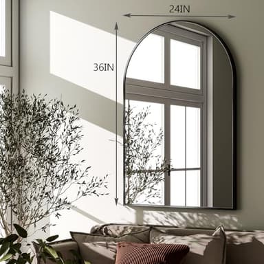 HARRITPURE Arched Wall Mirror 24"x36" – Black Metal Frame Vanity Mirrors for Bedroom, Entryway, Living Room Decor - Image 6