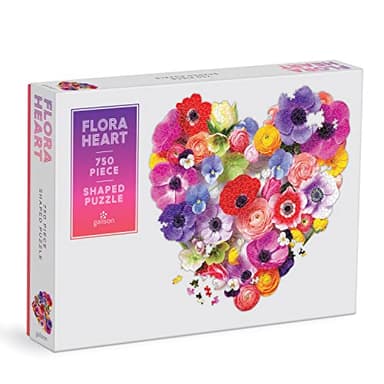 Flora Heart 750 Piece Shaped Puzzle from Galison - Vivid and Bright Puzzle Featuring The Photographic Work of Julie Seabrook Ream, Challenging and Fun, Thick and Sturdy Pieces, Makes an Amazing Gift! - Image 1