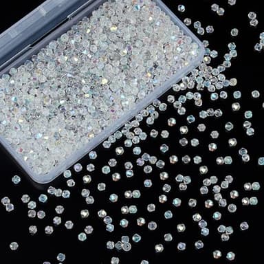 Laopottbeads 1100PCS 4mm Bicone Crystal Glass Beads for Jewelry Making, Sparkling Mini Beads for Suncatchers, DIY Bracelets & Craft Projects (AB White) - Image 1
