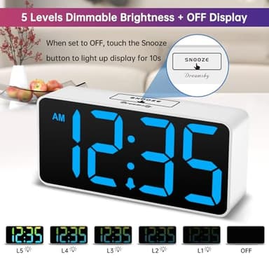 DreamSky Large Digital Alarm Clock Big Numbers for Seniors & Visually Impaired, RGB 9 Inches Desk Clock for Bedroom, Dimmable Jumbo Display, USB Ports, Loud Alarm for Heavy Sleepers, Adjustable Volume - Image 5