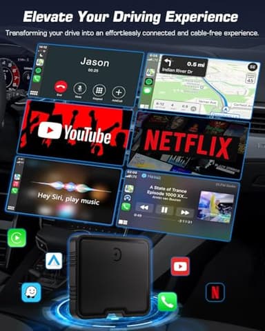FSUM Wireless Carplay Adapter for iPhone with Netflix YouTube TF Card,Wireless AI Box Carplay Adapter & Android Auto Dongle Easy to Setup,Video Box Convert Wried to CarPlay Stream to Your Car - Image 4