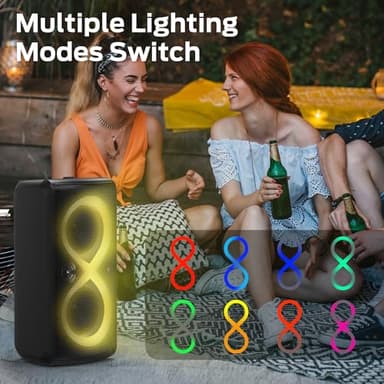 Monster Cycle Plus Bluetooth Speaker, 380W High Power Portable Party Speaker with 7 Lighting Effects, 108dB Loud Stereo Sound, 24H Playtime, Speakers with Subwoofer for Outdoor, Party - Image 9