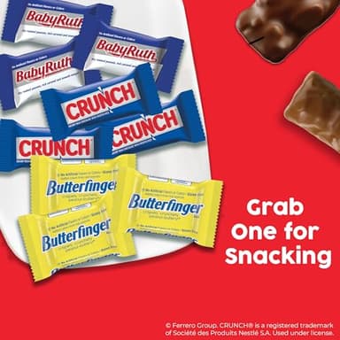 Butterfinger, CRUNCH and Baby Ruth Minis, Assorted Candy Bars, Great for Sharing, Bulk 90 Count Variety Pack, 32.4 oz - Image 6