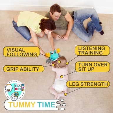 Pbooo Crawling Crab Baby Toy, Interactive Walking Dancing Moving Crab Toy (Infrared Sensing) 3-6 6-12 Months, Toddler Learning Tummy Time Crab, Infant Music Sensory Birthday Gifts - Image 4