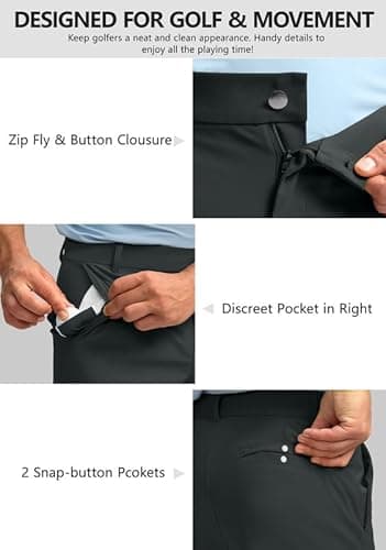 Obla Men's Golf Pants - 30"/32"/34" Slim Fit Stretch Lightweight Trousers with 5 Pockets Casual Travel Dress Work Pants for Men (Dark Grey_L32 W36) - Image 5