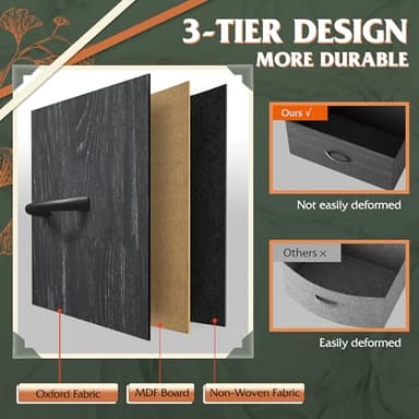 WLIVE Tall Console Table with 16 Fabric Drawers, Entryway Table with Storage, Large Storage Organizer with Wood Top, Steel Frame for Living Room, Hallway, Office, Charcoal Black Wood Grain Print - Image 5