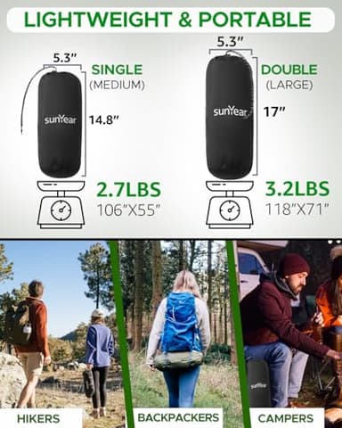 Sunyear Camping Hammock with Net - Double&Single Hammock with House-Like Net- Easy Setup & Pack, Lightweight & Portable, Perfect for Hiking, Backpacking, Outdoor Sleeping - Image 6