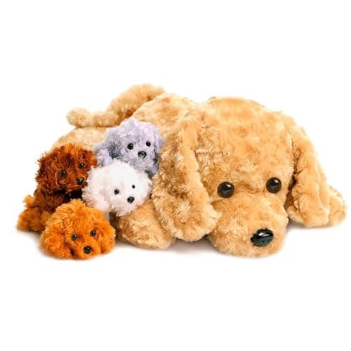 5 Pieces Dog Stuffed Animals for Girls,1 Mommy Dog with 4 Babies,Puppy Stuffed Animals Gifts for Girls 3 4 5 6 7 8 9 Years,Soft Plush Toys for Kids Christmas,Valentine's,Birthday,Children's Day - Image 1