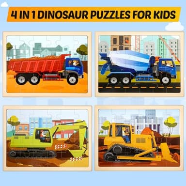Wooden Vehicle Puzzles for Kids Age 3 4 5 Year Old, 4 Pack 24 Pcs Montessori Toddler Jigsaw Puzzles for Girl boy Activities Preschool Learning Educational Birthday Gift Travel Autistic Wooden Toys - Image 4