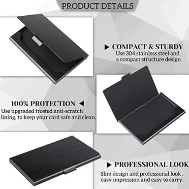 DMFLY Slim Business Card Case for Men & Women, Pocket Metal Case, Professional Stainless Steel Business Card Holders, Purse Name Card Holder, Buckle Style Shut, Black - Image 3