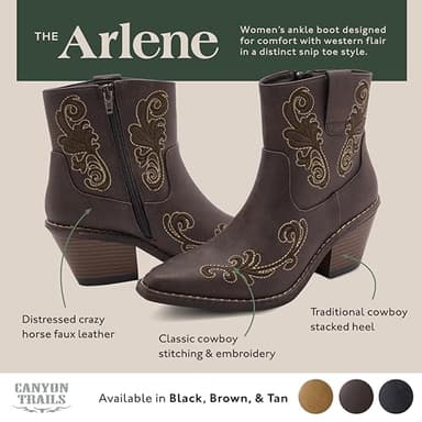 Canyon Trails - Western Boots for Women - Ankle Style Cowgirl Boots (Dark Brown- Arlene) Comfortable Women Cowboy Boots for Women & Teen Girls - Women Cowgirl Boot, Dark Brown, 11 - Image 2