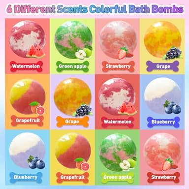 Bath Bombs for Kids with Surprise Inside, 12pcs Kids Bath Bombs with Mermaid Toys Gift Set for Girls, Shea & Coco Butter Dry Skin Moisturize, Handmade Fizzy Bubble Spa Bath Ball for Birthday Christmas - Image 3