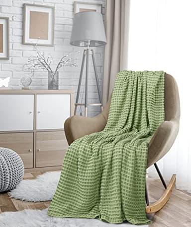Utopia Bedding Sage Green 100% Cotton Waffle Blanket 300 GSM [King - 90x108 Inch] Soft Lightweight Breathable Bed Blanket for All Season - Image 9