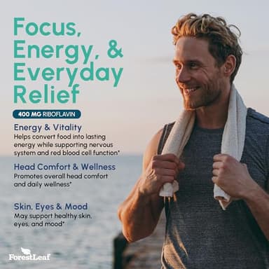 ForestLeaf Vitamin B2 Riboflavin 400mg - Energy, Skin & Cellular Health Supplement - Nervous System Support - Vitamin B 2 VIT B - Non-GMO & Gluten Free - B2 Vitamin 400mg Vegetable Capsules, 90 Count - Image 6