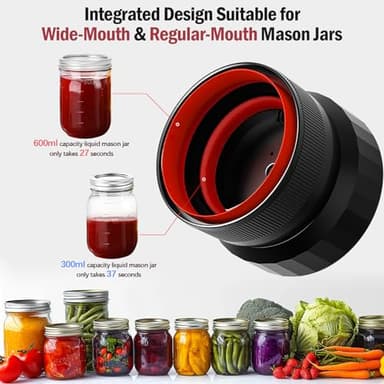 2025 Upgraded Mason Jar Vacuum Sealer, Electric Vacuum Sealer for Regular Mouth and Wide Mouth Canning Jars, Fully Automated and Portable - Image 3