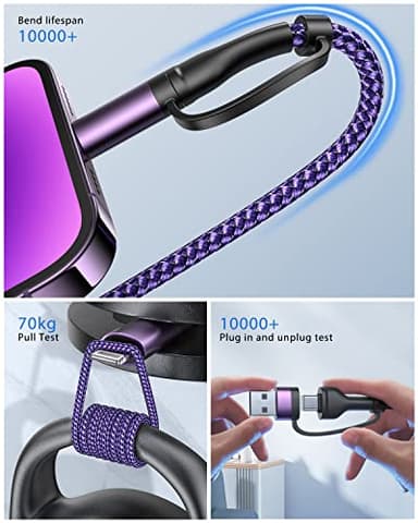 4 in 1 Fast Charging Cable 60W 6FT Apple MFi Certified USB C to Lightning Cable Nylon Braided USB A/C to C/Lightning Multi iPhone Charger Cord for iPhone 16 15 14 13 Pro/iPad/Samsung/MacBook - Image 5