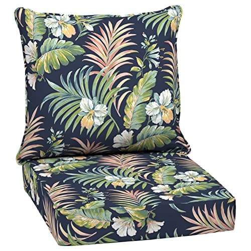 Arden Outdoor Deep Seat Cushion Set, 24 in x 24 in, Weather-Proof, Rain-Proof, Fade Resistant Patio Cushion for Chair, Sofa, and Couch Simone Blue Tropical - Image 1