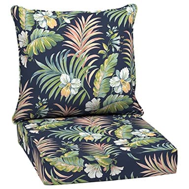 Arden Outdoor Deep Seat Cushion Set, 24 in x 24 in, Weather-Proof, Rain-Proof, Fade Resistant Patio Cushion for Chair, Sofa, and Couch Simone Blue Tropical - Image 1