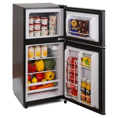 BODIOO Fridge with Freezer, 2.8 Cu.Ft, 7 Settings Temperature Adjustable, 2 Doors, Low Noise, Refrigerator for Living Room,Office,Kitchen and Apartment, Dark Gray - Image 1