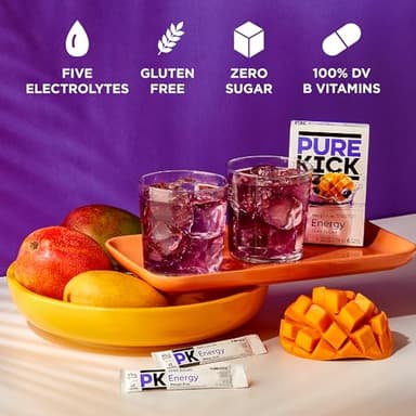 Pure Kick Energy Singles To Go Drink Mix, Mango Acai, Includes 12 Boxes with 6 Packets in each Box, 72 Total Packets - Image 4
