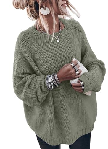 Womens Oversized Sweaters Loose Solid Casual Long Sleeve Mock Neck Knitted Jumper Tops - Image 1