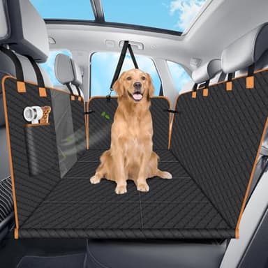 Lekespring Dog Car Seat Cover for Back Seat, Dog Car Bed Cover with Strong Hard Bottom 4 Panels, Back Seat Extender Hammock for Cars SUV Truck Black Color - Image 1