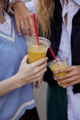 TashiBox plastic cups with lids [24 oz 100cups&100flat lids],Clear Crystal disposable plastic cups,smoothie cups - Image 8