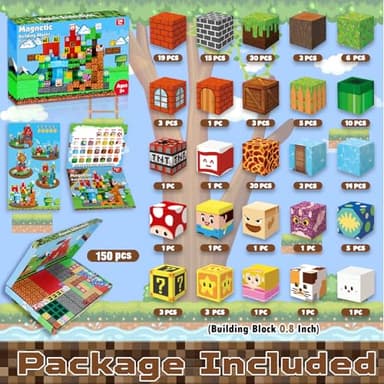 GraceDuck Magnetic Blocks - 150 PCS Build Adventure Game Castle - Magnetic Toys for Montessori Toddler Christmas Birthday Gifts - STEM Sensory Toys for 3 4 5 6 7 8 9 10 Year Old Boys & Girls - Image 2