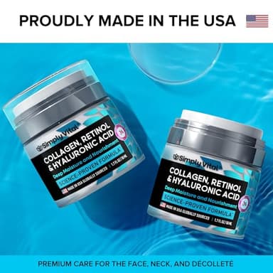 SimplyVital Collagen Face Moisturizer - Anti-Aging Retinol Cream for Face, Neck & Décolleté with Hyaluronic Acid - Made in USA, Daily Moisturizer Face Cream, 2-Pack - Image 5