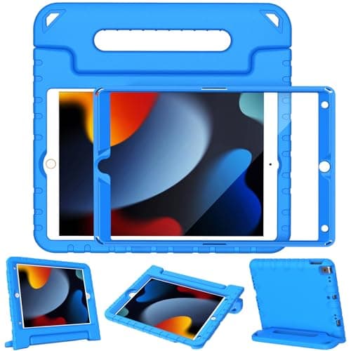 LTROP Case For iPad 9th Generation/iPad 8th Generation/iPad 7th Generation for Kids, iPad 10.2 2021/2020/2019, Shockproof Handle Stand, Blue - Image 1