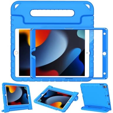 LTROP Case For iPad 9th Generation/iPad 8th Generation/iPad 7th Generation for Kids, iPad 10.2 2021/2020/2019, Shockproof Handle Stand, Blue - Image 1