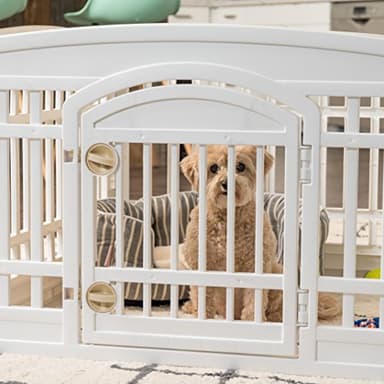 IRIS USA 24" 6-Panel Dog Playpen with Door, 61 x 61 x 24, Puppy Playpen, Dog Play Pen Indoors, Pet Fence, Puppies/Small Dogs, White - Image 8