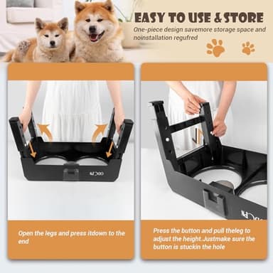 Elevated Dog Bowls, Dog Feeder with 2 Stainless Steel Bowls & 1 Slow Feeder Bowls, 6 Heights Adjustable Raised for Medium Large Dogs, Non-Slip Dog Food Stand & Catchment Drawer Design - Image 6