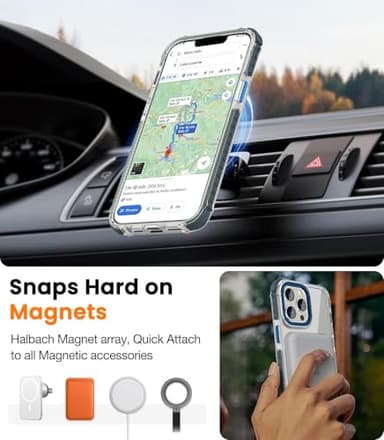 DEERLAMN Strong Magnetic Case for iPhone 15 Pro Max 6.7-Inch,[Compatible with Magsafe] Clear Slim Shockproof Protective Phone Cover for Women Men-Transparent+Blue - Image 5