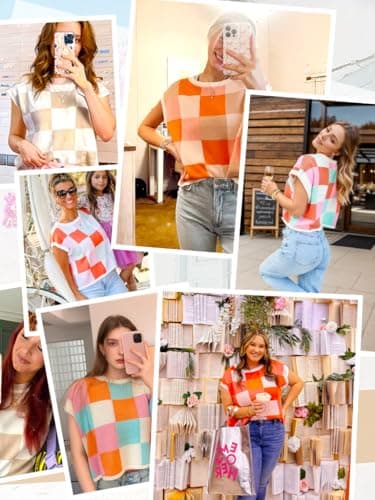 Womens Fall Crop Tops 2025 Cap Short Sleeve Sweater Vest Loose Shirts Business Summer Vacation Outfits Trendy Winter Top - Image 5