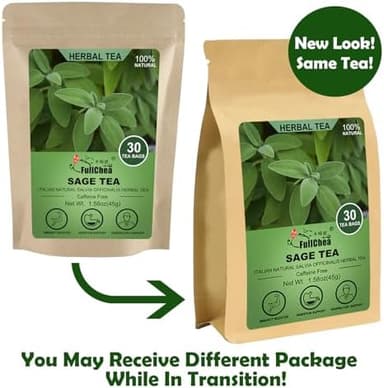 FullChea - Sage Tea Bags - 30 Count X 1.5g - Premium Natural Cut & Sifted Sage Leaf - Non-GMO - Caffeine-free - Rich in Antioxidants & Respiratory Support - Image 7